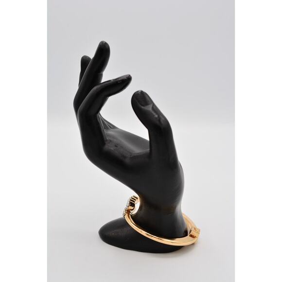 Hinged Bangle Bracelet Shiny Rhinestone Crystal Sparkling Gold Tone Bin8 - Picture 5 of 12